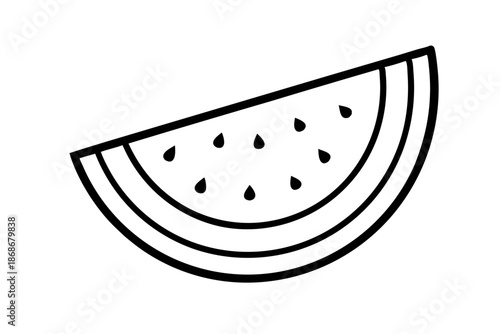 Watermelon Slice Summer Fruit Line Icon – Minimal Food Outline SVG Vector