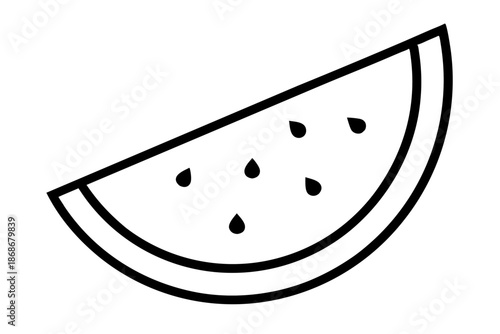 Watermelon Slice Summer Fruit Line Icon – Minimal Food Outline SVG Vector