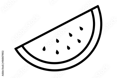 Watermelon Slice Summer Fruit Line Icon – Minimal Food Outline SVG Vector