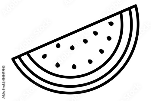 Watermelon Slice Summer Fruit Line Icon – Minimal Food Outline SVG Vector