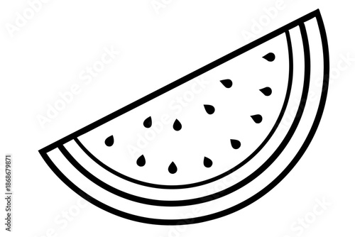 Watermelon Slice Summer Fruit Line Icon – Minimal Food Outline SVG Vector