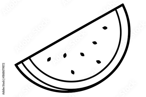Watermelon Slice Summer Fruit Line Icon – Minimal Food Outline SVG Vector