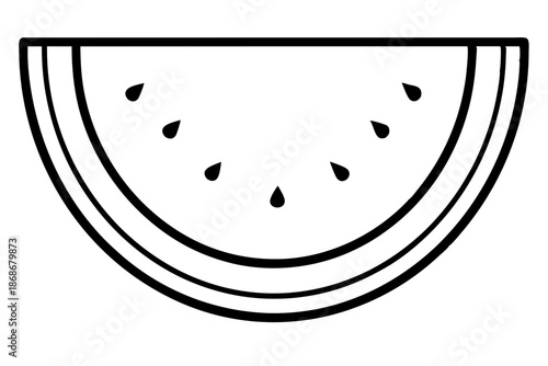 Watermelon Slice Summer Fruit Line Icon – Minimal Food Outline SVG Vector