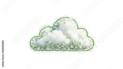 Elegant green cloud with lush foliage and modern design elements