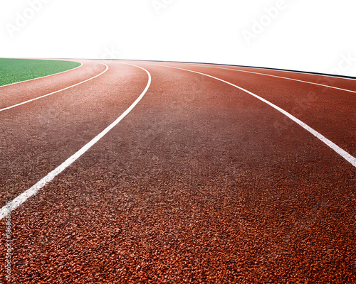 Red Running Track with White Lines on Transparent Background