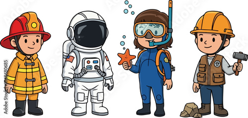Cartoon Characters in Different Occupations Uniforms 1.