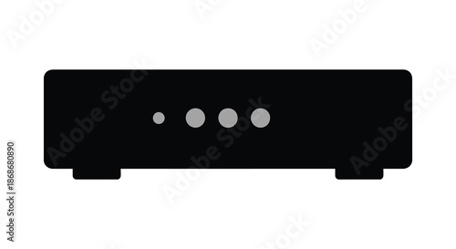 A dark rectangular electronic device with illuminated indicators depicted as a striking silhouette