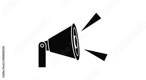 A striking black silhouette of a vintage megaphone broadcasting a message a powerful communication tool silhouette