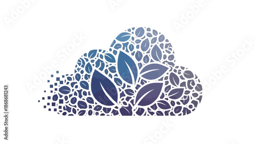Eco friendly cloud computing concept with leafy design