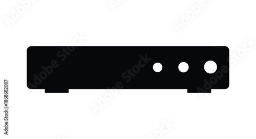 A minimalistic black electronic device with three circular indicators shown as a silhouette