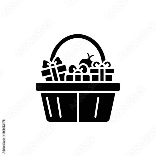 Gift Basket Icon Silhouette Filled