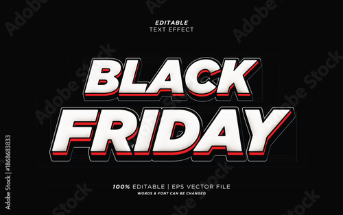 Editable Black Friday Vector Text Effect with Typography for 2