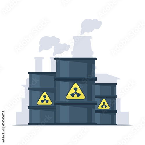 Vector illustration representing environmental pollution, showing contamination of land, water, and water, highlighting ecological damage, waste, and the global impact on nature and sustainability.