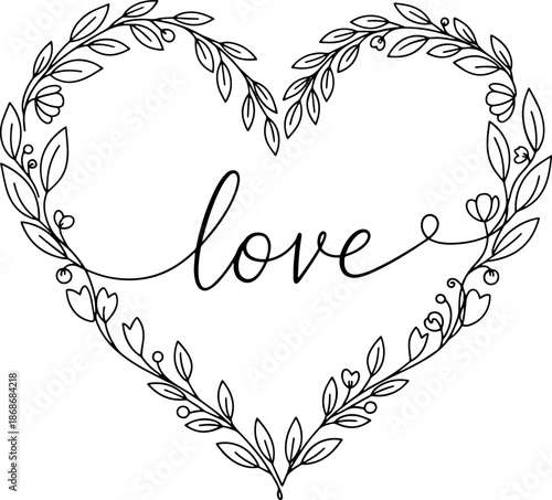 Modern Love Heart Line Art