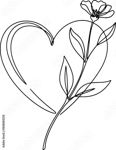 Elegant Love Heart Line Art Valentine Day Concept