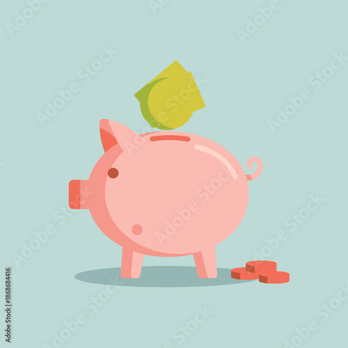 Pink Piggy Bank with Coin Insertion.