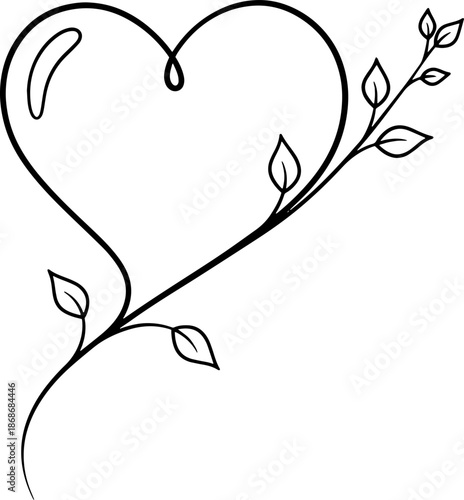 Minimal Heart Line Art Love and Romance Concept