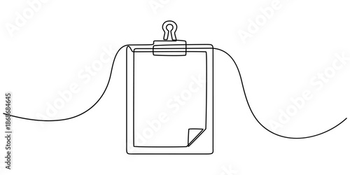 clipboard checklist single line art, Continuous one line art drawing of clipboard with a checklist design. Clipboard Checklist Single Line Drawing, Checklist on Clipboard Task Completion, Planning,