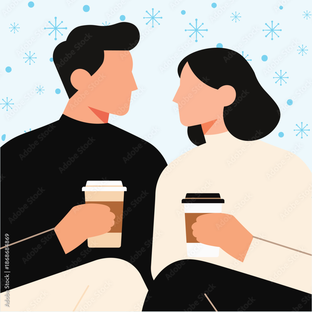 Obraz premium Cartoon vector illustration of a business man and woman standing together as a professional team in an office setting showing teamwork and success