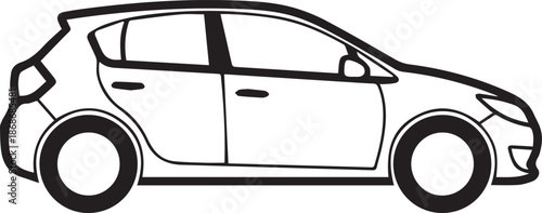 Modern Compact Hatchback Car Outline Illustration for Urban Transportation and Eco-Friendly Design Concepts