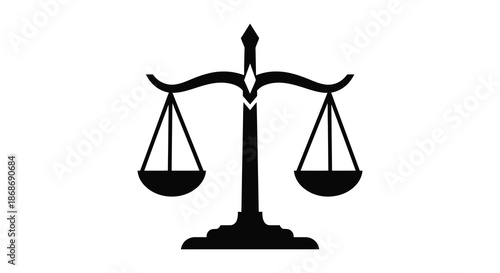 A striking black scales of justice image presents balance and fairness captured in a distinct silhouette