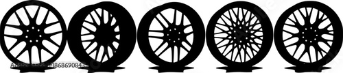 silhouette of Car Rims with tires and without tires Vector 
