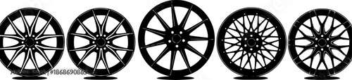 silhouette of Car Rims with tires and without tires Vector 