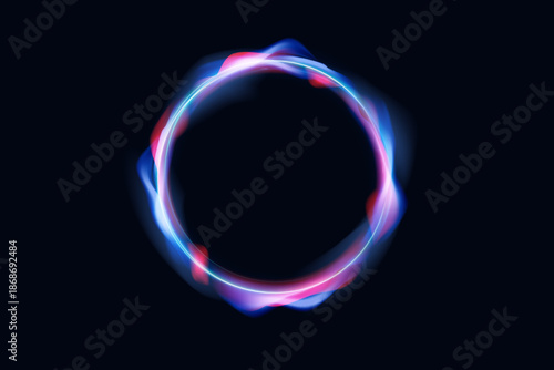 Set of neon glowing rings with smooth gradient overflow, iridescent hologram shine, and soft luminous edges ideal for digital artwork, vibrant posters, modern branding, and transparent PNG composition