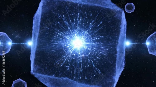 Futuristic Quantum Physics Atomic Nucleus Structure Animation.