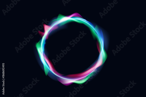 Set of neon glowing rings with smooth gradient overflow, iridescent hologram shine, and soft luminous edges ideal for digital artwork, vibrant posters, modern branding, and transparent PNG composition