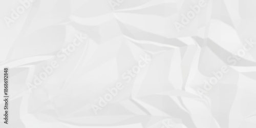 Crumple crushed white paper obsolete rumple craft design. wrinkle ripped creased crumple aged closeup recycled document grunge paper background.