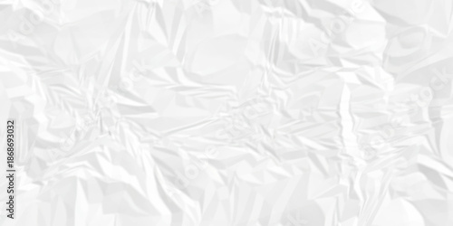 Crumple crushed white paper obsolete rumple craft design. wrinkle ripped creased crumple aged closeup recycled document grunge paper background.