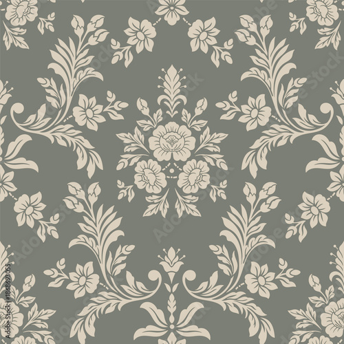 Damask modern seamless pattern element. Vintage classical old fashioned damask ornament, seamless texture for wallpapers, textile.