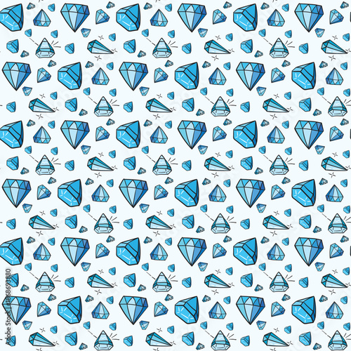 A vibrant pattern of blue diamonds scattered on a light background, showcasing elegance and style.