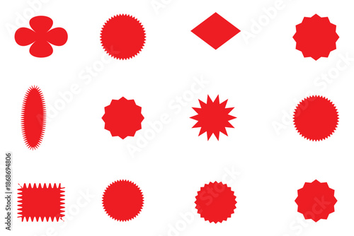 A vibrant red starburst or explosion shape, symbolizing importance, special offer, sale, or an announcement in a dynamic and attention-grabbing graphic design style
