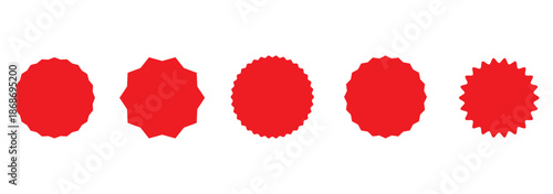 Set of circles with zigzag edges. Circle shapes & star shapes offer price tag, rounded starburst zigzag badge, discount and sale label stickers, circle sticker, wavy edge.