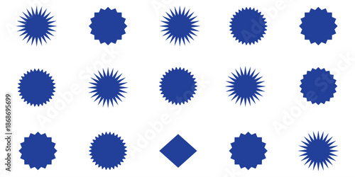 Starburst sticker set. Circle sticker set. Special offer price tag. Sunburst retro sale badge, quality signs, red sale tag. Blank sale stickers. Simple silhouette