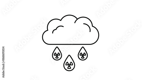 Simple line drawing of a cloud with raindrops depicting a rainy weather condition