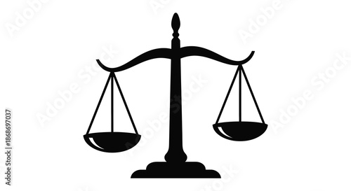 A striking black and white image depicting the scales of justice symbolizing balance and fairness silhouette