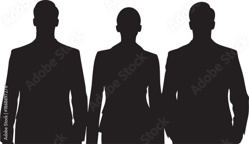 Three Black Silhouettes of People in Business Attire Facing Away white three people