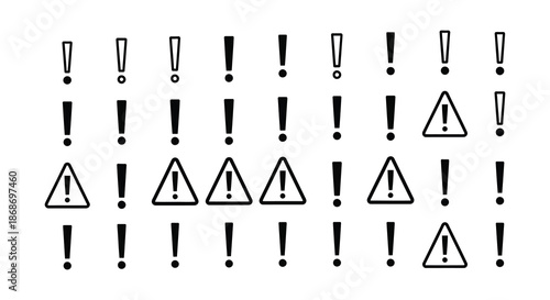 A repeating pattern of black exclamation points and warning signs forming a visual design silhouette