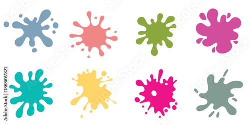 Colorful Paint Splash Vector Set – Abstract Liquid Drops, Ink Drips, Blobs and Fluid Shapes for Graphic 
Design and Backgrounds