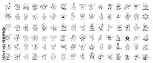 Vintage 1930s Cartoon Mascot Collection, Retro Clipart Set