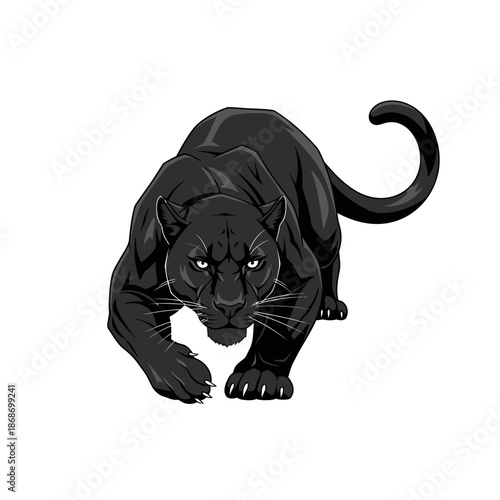 Black Panther Stalking Prey Illustration.