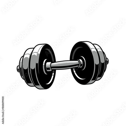 Black and White Dumbbell Illustration.