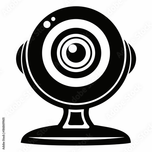Webcam icon black and white simple design computer technology video chat online meeting streaming broadcast