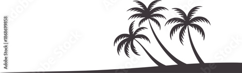 Three minimalist black palm trees silhouette