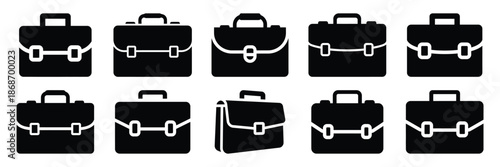 work briefcase silhouette icon set,Transport symbol. Vector illustration.