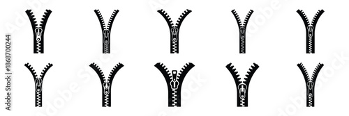 zipper open silhouette icon set,Transport symbol. Vector illustration.