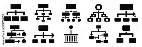 sitemap flow silhouette icon set,Transport symbol. Vector illustration.